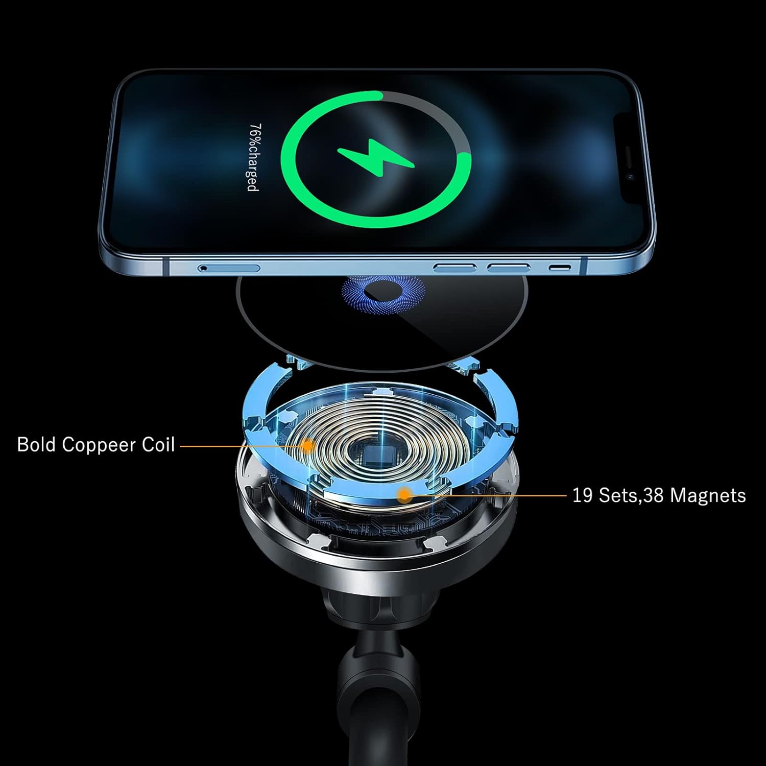 15W Magnetic Wireless Car Charger CD Slot Mount for iPhone 15/15 Pro/15 Pro Max/14/14 Pro/14 Pro Max/13/13 Pro/13 Pro Max/13 mini/12/12 Pro/12 Pro Max,Powerful Suction Auto-Alignment Mag-Safe Car Mount, Compatible with Mag-Safe Cases