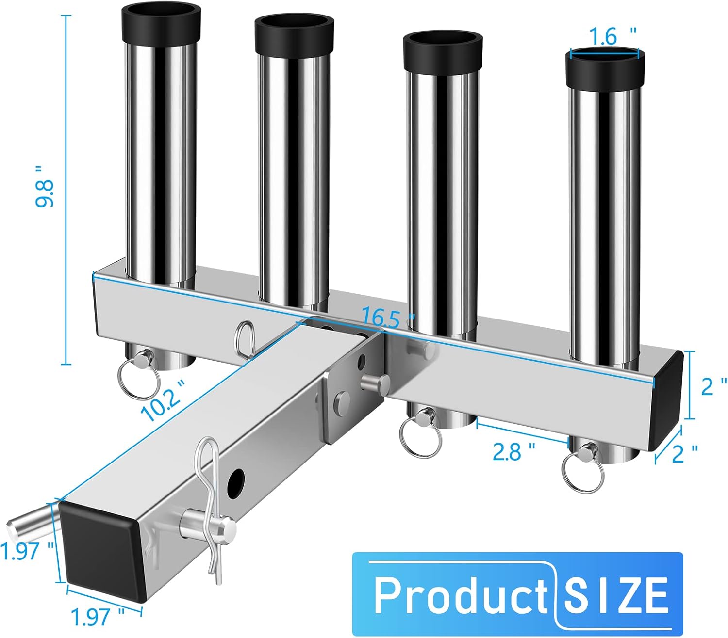fishing rod holder hitch mount Stainless Steel Hitch Fishing Rod Holder, Hitch Mount Rod Holder, 4 Li – GADFISH.com