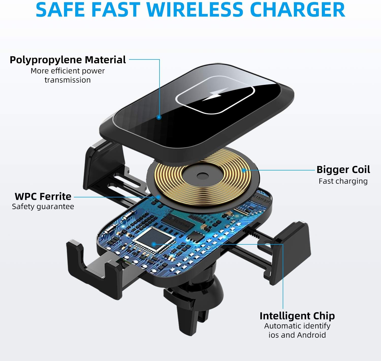 Wireless Car Charger CD Slot Phone Mount, Auto-Clamping 15W Qi Fast Charging Infrared Smart Sensor Air Vent Cell Phone Holder,Compatible with iPhone 15 14 1312 11 X 8 series,Samsung S21 S20 S10 S9