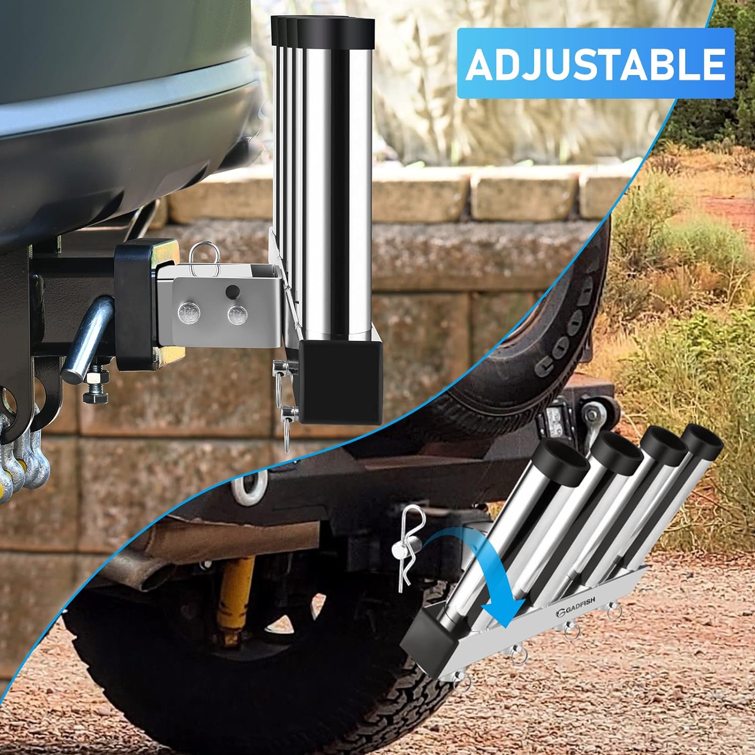 Stainless Steel Hitch Fishing Rod Holder, Hitch Mount Rod Holder, 4 Li – GADFISH.com Stainless Steel Hitch Fishing Rod Holder, Hitch Mount Rod Holder, 4 Li – GADFISH.com